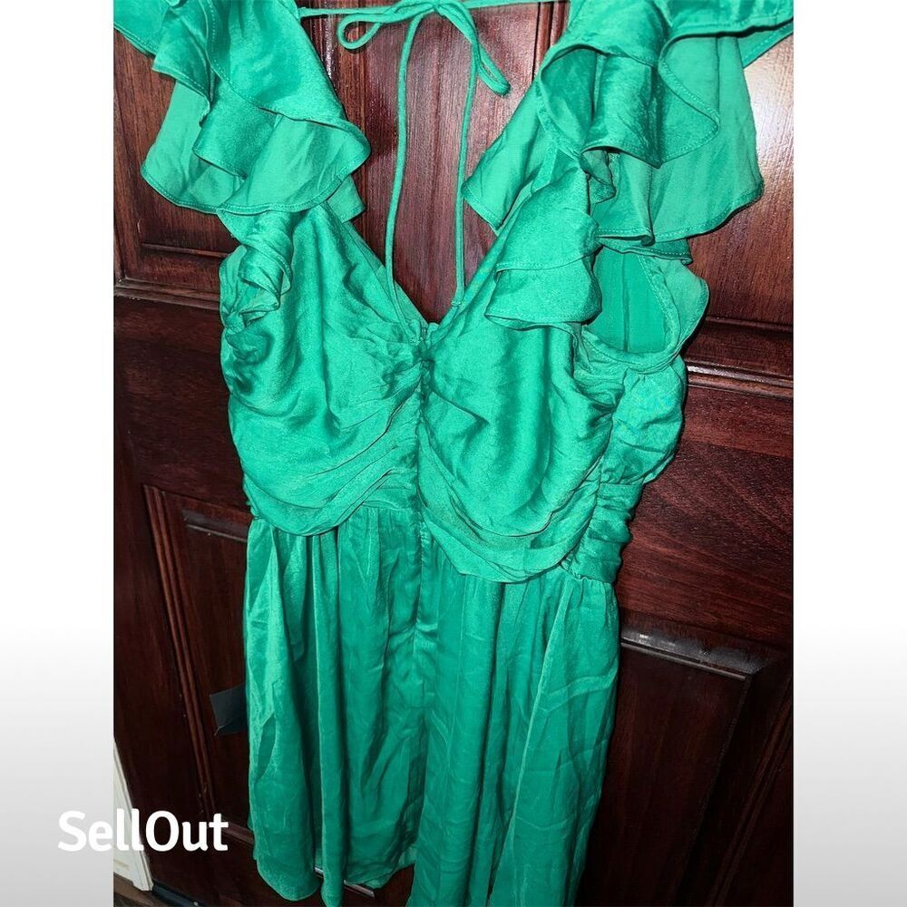 NWT Lulus Women's Green Daytime Darling Mini Dress‎ Ruffled Sleeves Party - Picture 11 of 13